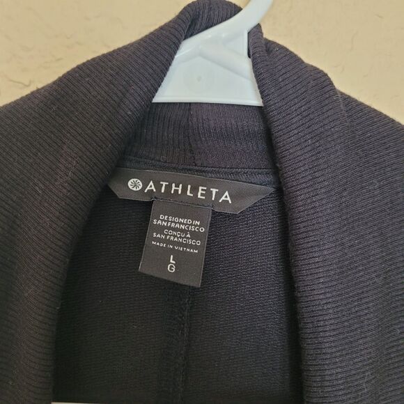 ATHLETA Pranayama Restore Wrap Size Large Black Open Front Cardigan Athleisure - Picture 2 of 9